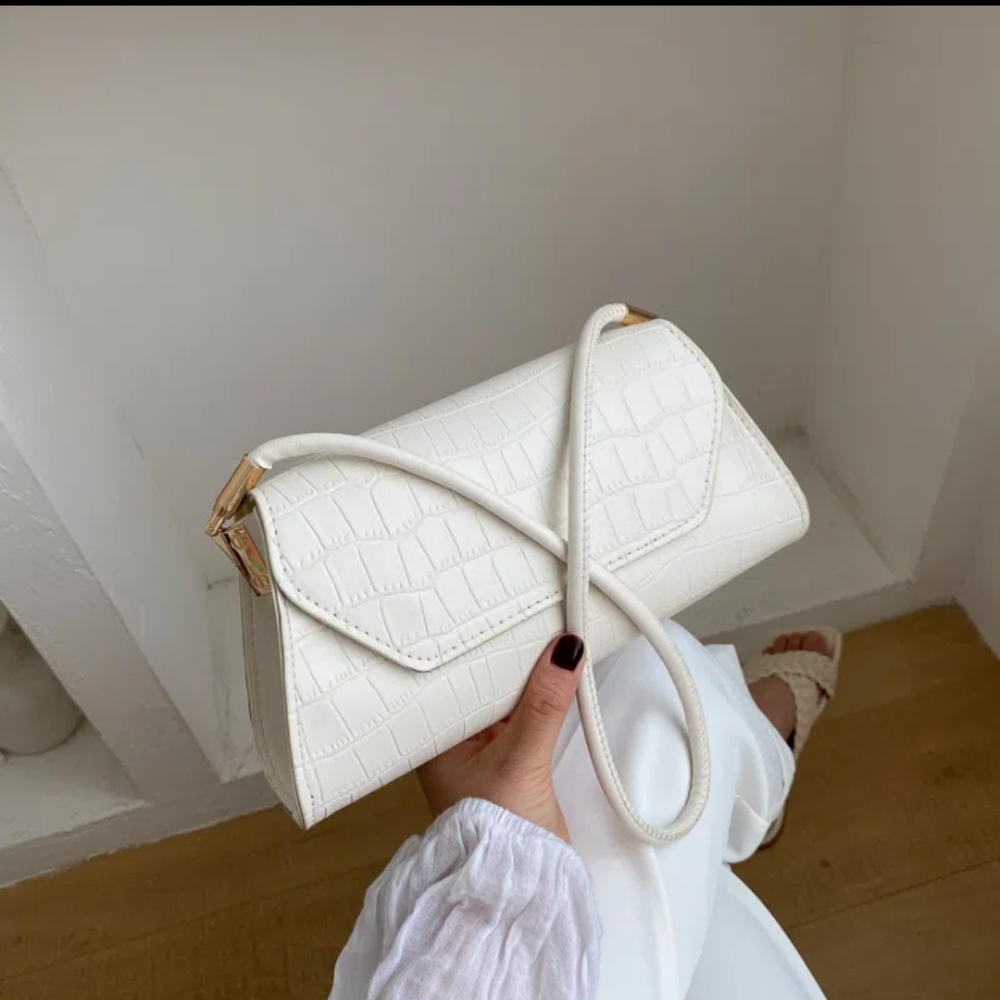 Fashion crocodile embossed PU simple solid color shoulder bag